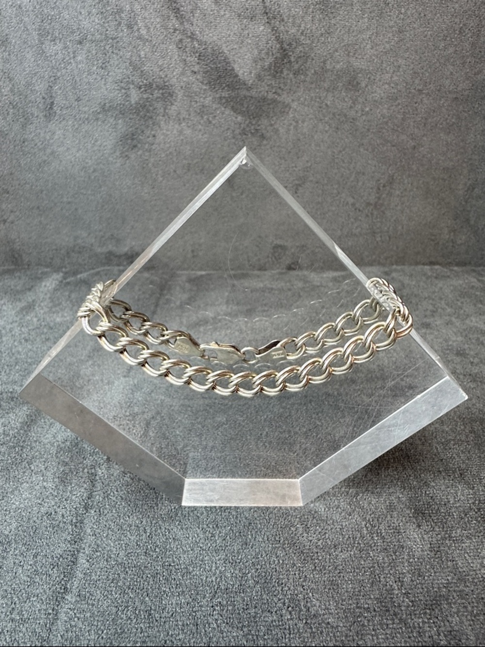 Sterling Silver Double Link Chain Bracelet - Silver
